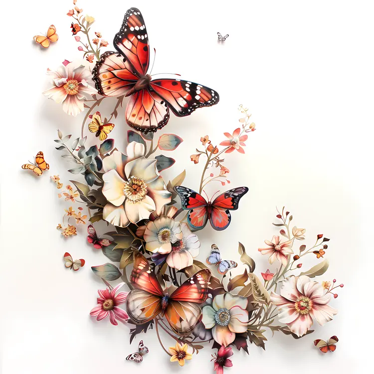 Elegant Butterflies and Flowers in Nature