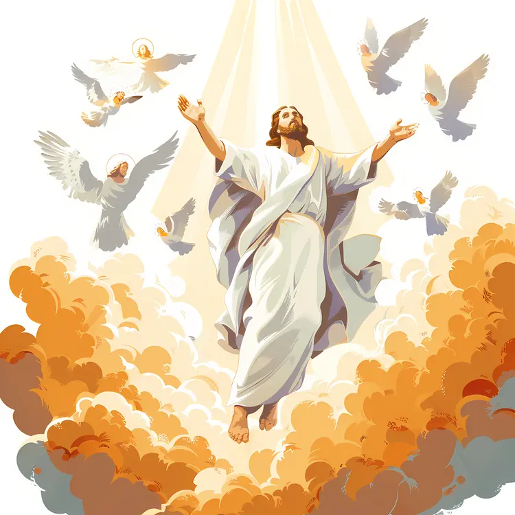 Jesus Ascending with Doves