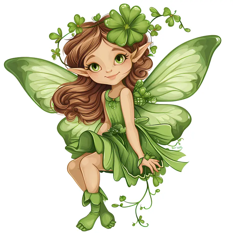 Cute Green Fairy with Shamrock