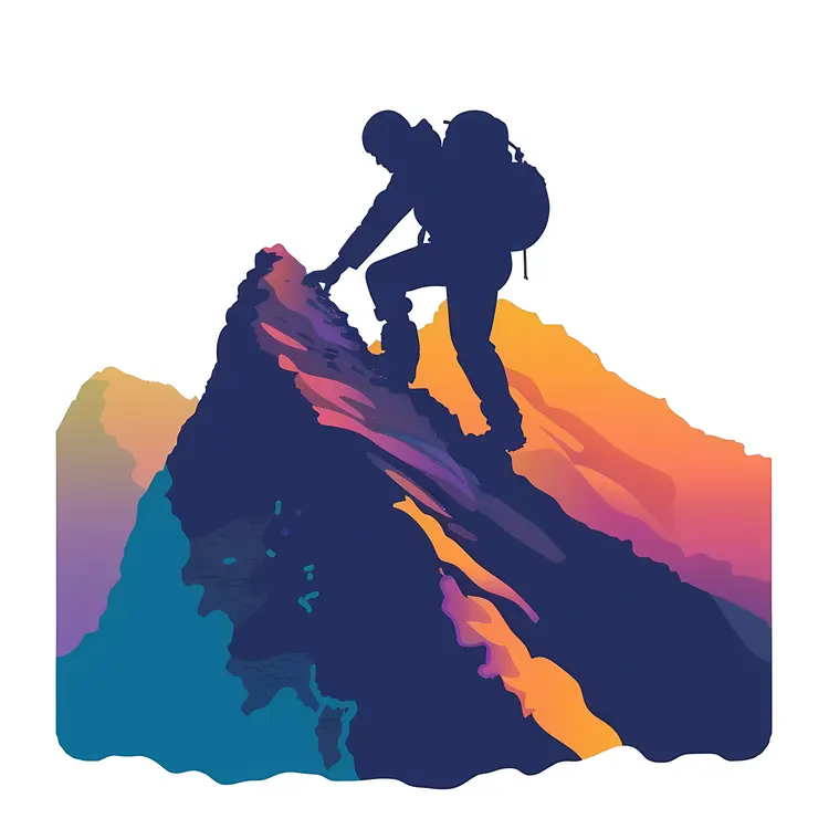 Mountain Climber on Colorful Peak