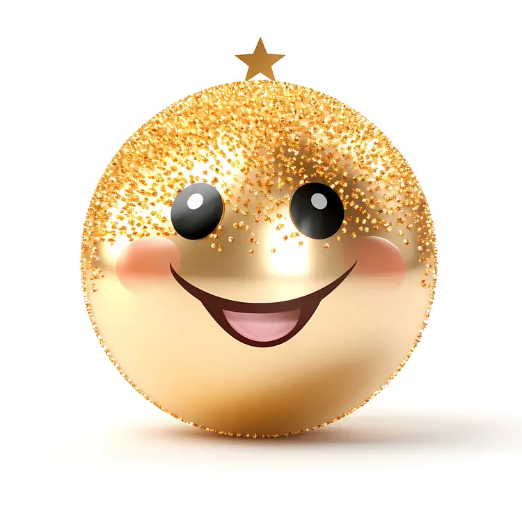 Smiling Golden Christmas Ornament