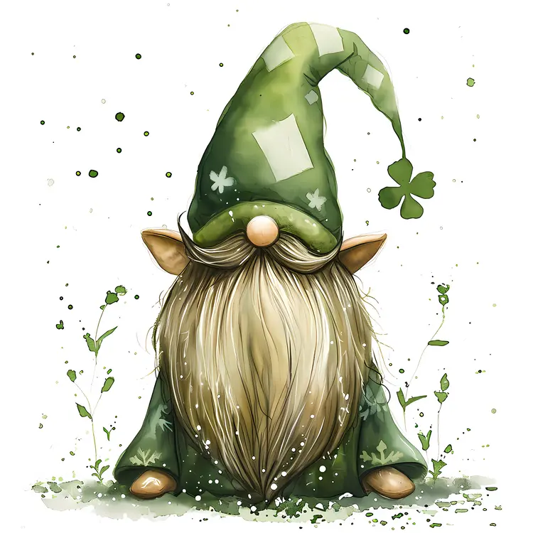 Gnome with Clover Hat and Beard