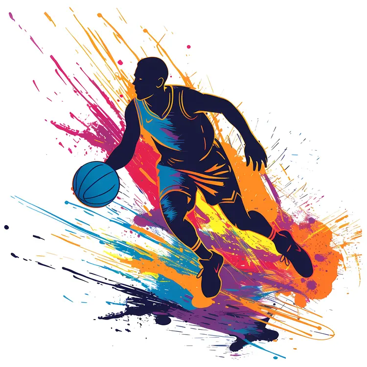 Basketball Player in Colorful Action
