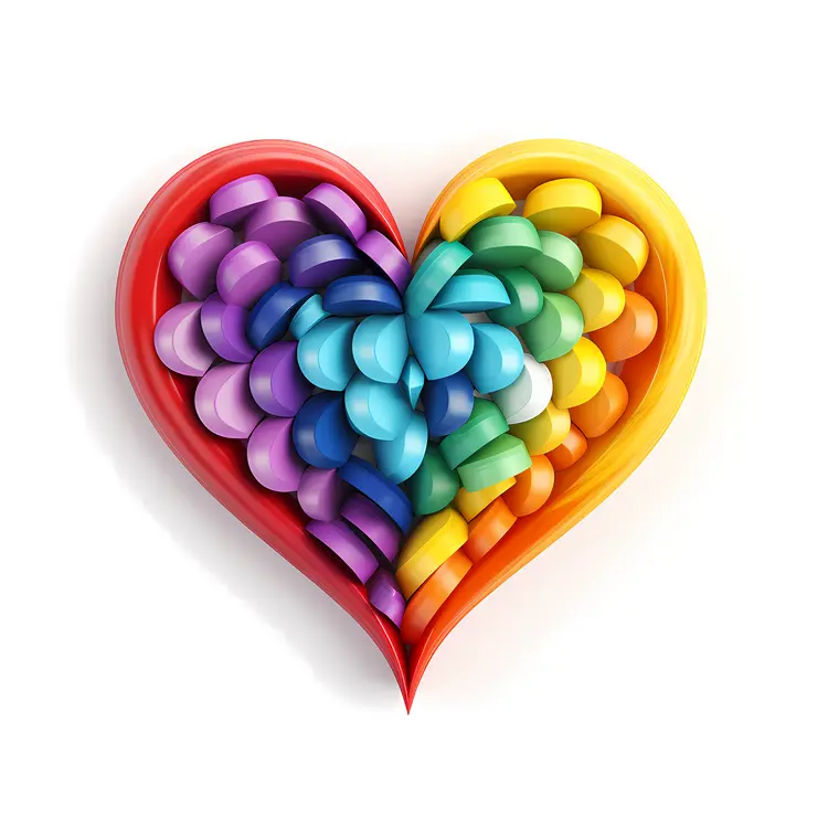 Rainbow Heart with Colorful Layers