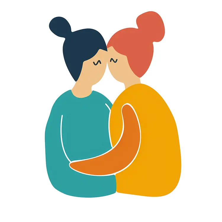 Simple Illustration of Hugging Couple
