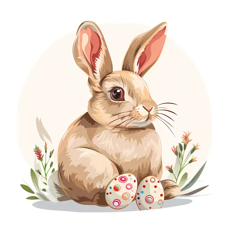 Cute Easter Bunny with Eggs