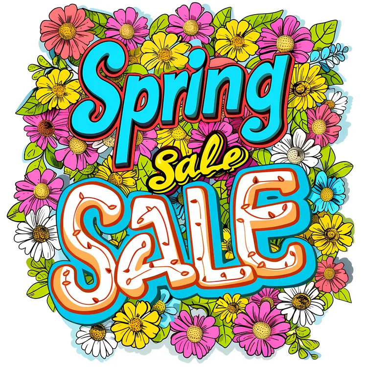 Spring Sale Banner with Vibrant Flowers