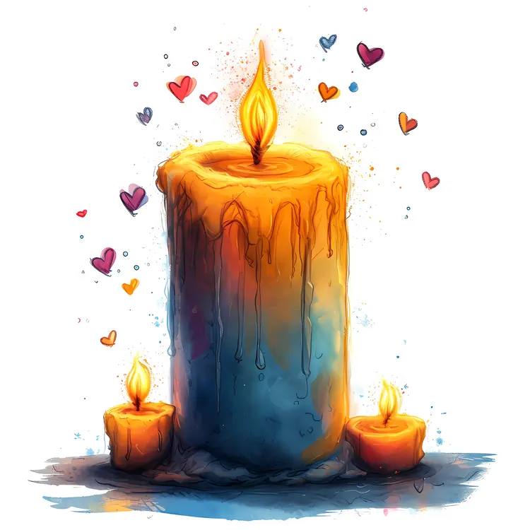 Colorful Candle with Hearts