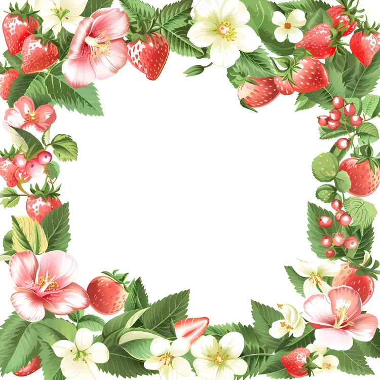 Strawberry Floral Frame for Garden Lovers