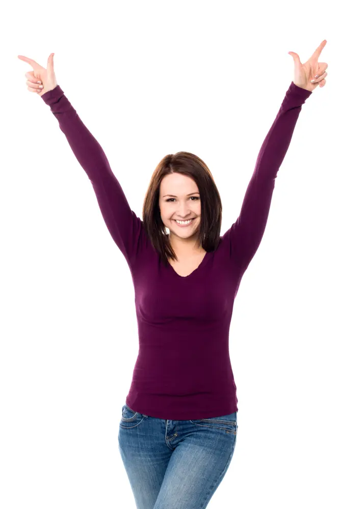 Happy Woman with Arms Raised