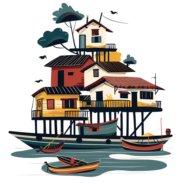 Colorful Houses by the Water