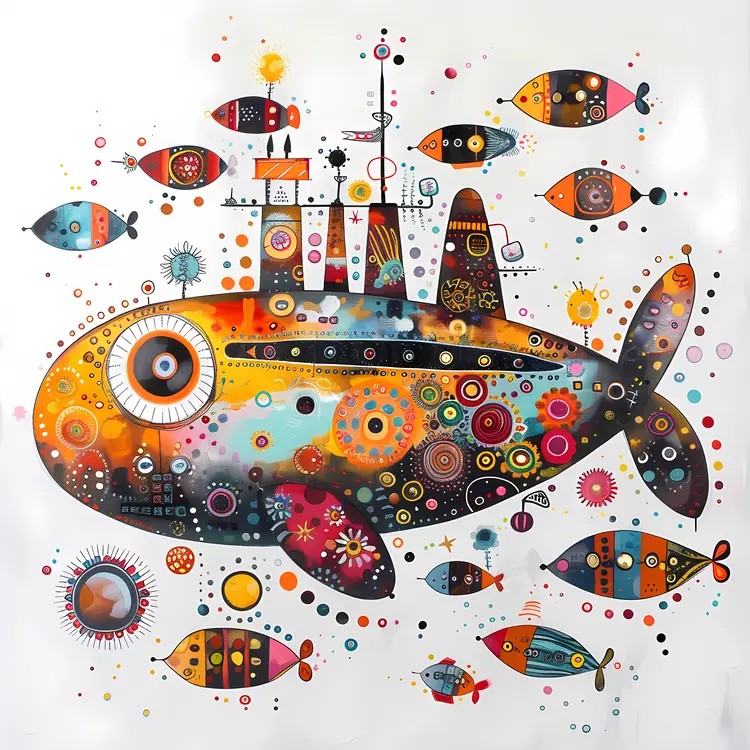 Colorful Submarine with Fish