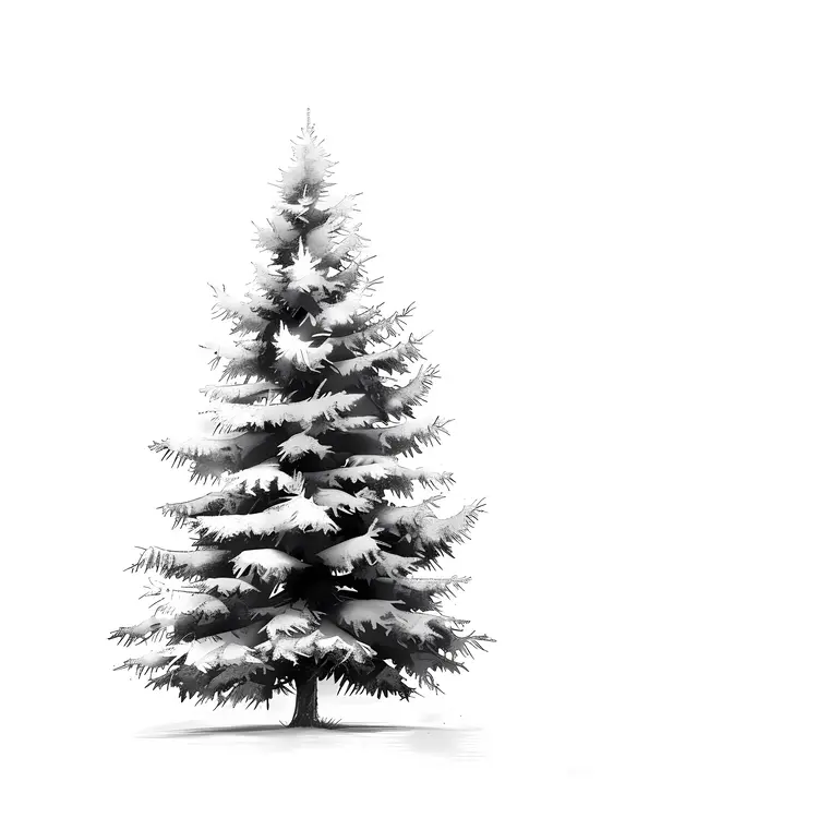 Snow-Covered Pine Tree Illustration