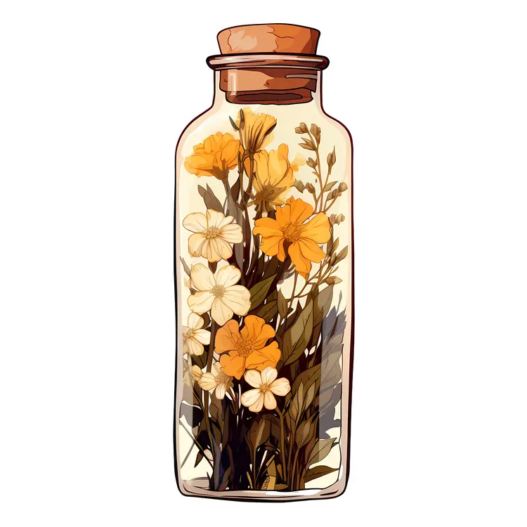Yellow and White Flowers in a Glass Jar