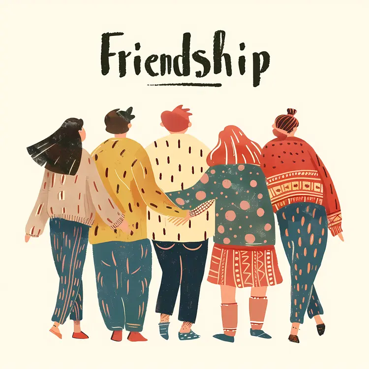 Friendship Illustration with Five People