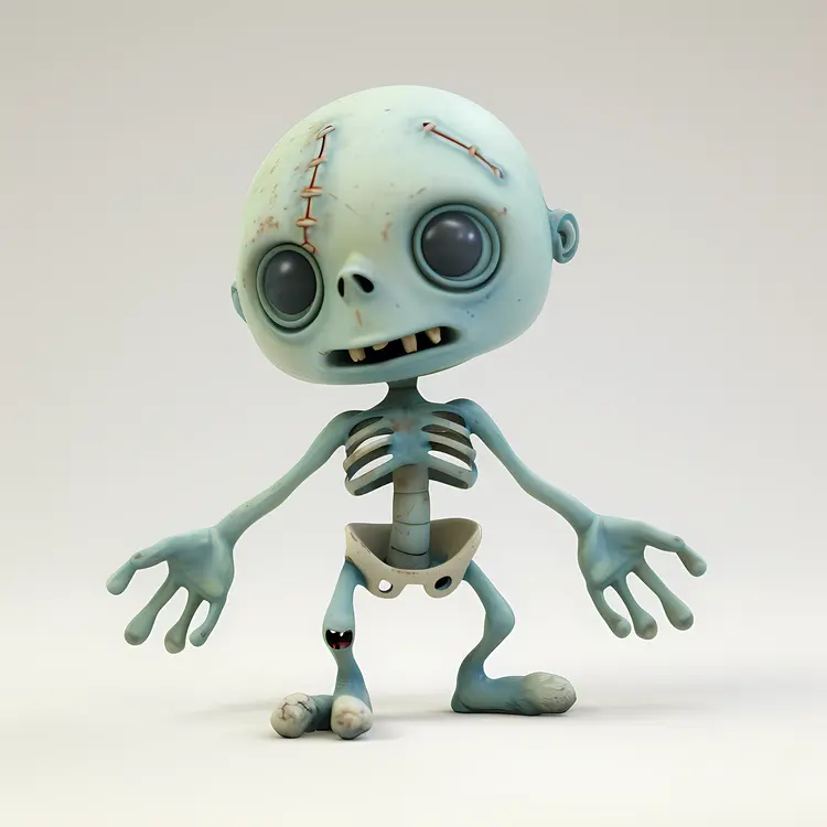 Blue Skeleton Cartoon Character