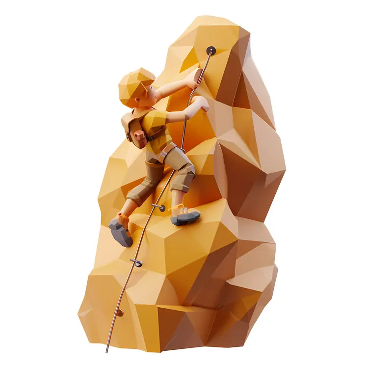 Rock Climber on a Steep Mountain