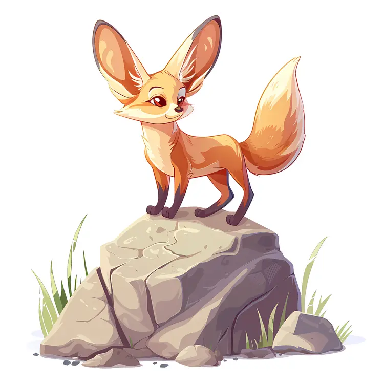 Cute Fox on Rock