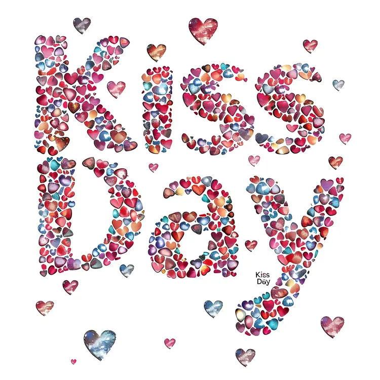 Colorful Kiss Day Text