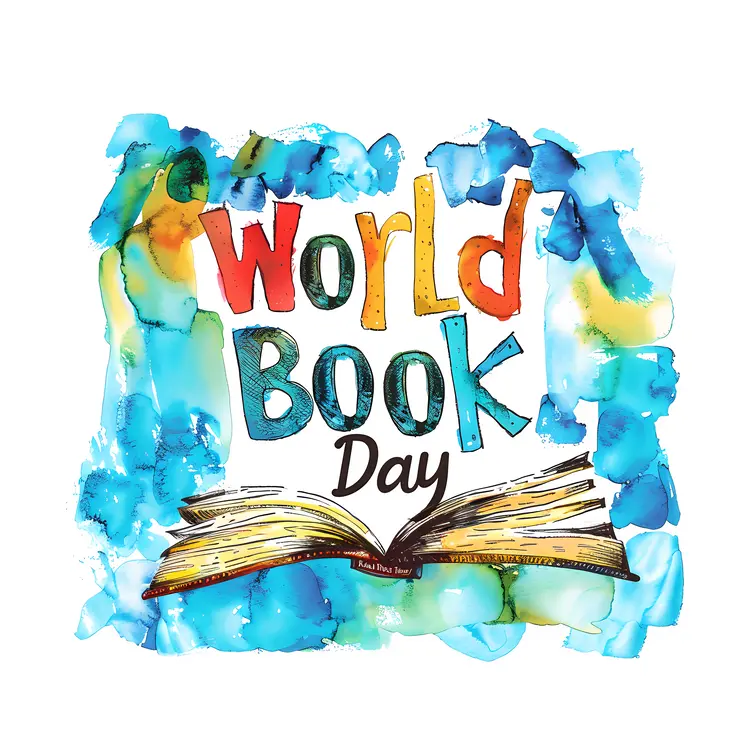 World Book Day with Watercolor Background