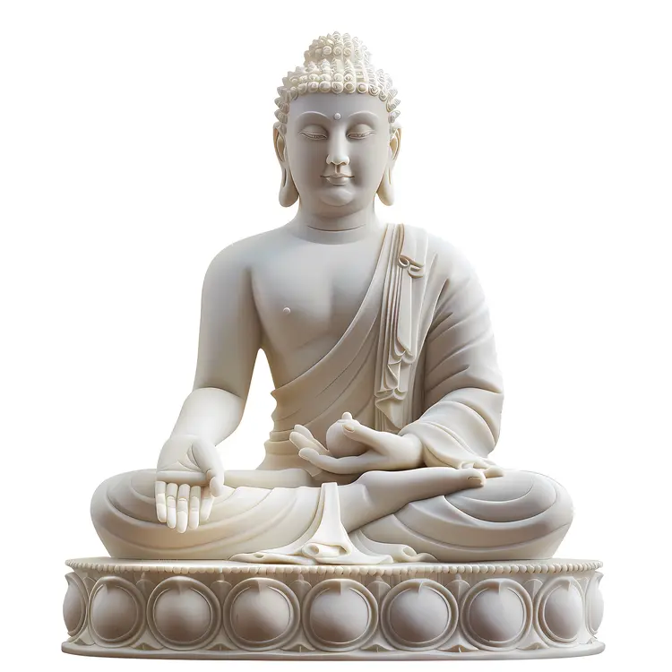 White Buddha Statue in Meditation Pose