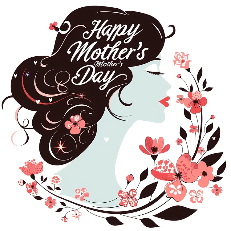 Happy Mother's Day with Woman and Flowers