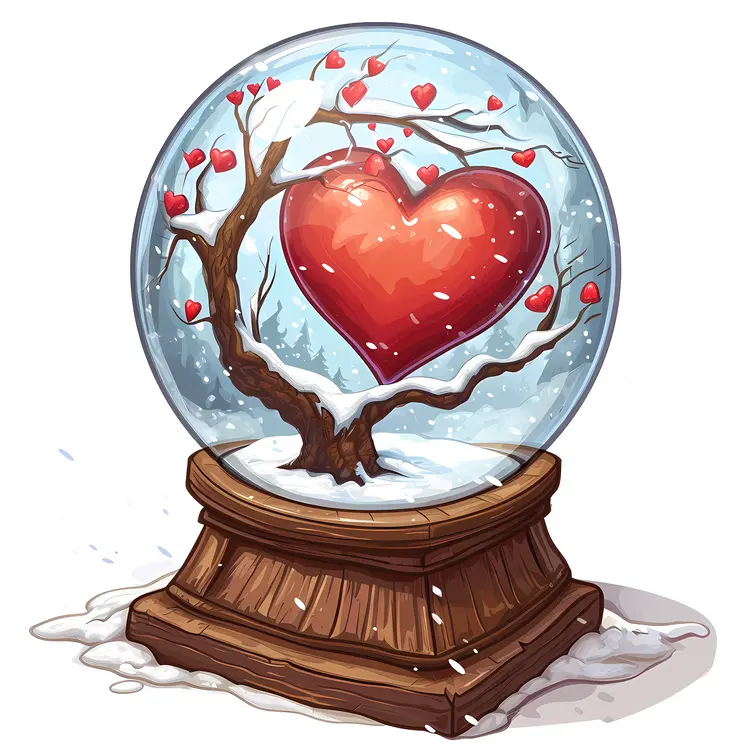 Heart Tree in Snow Globe