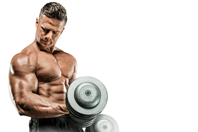 Muscular Man Lifting Dumbbell