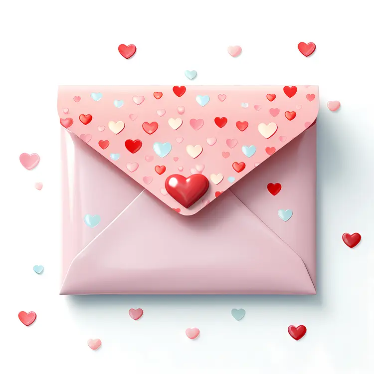 Cute Envelope with Heart Decorations
