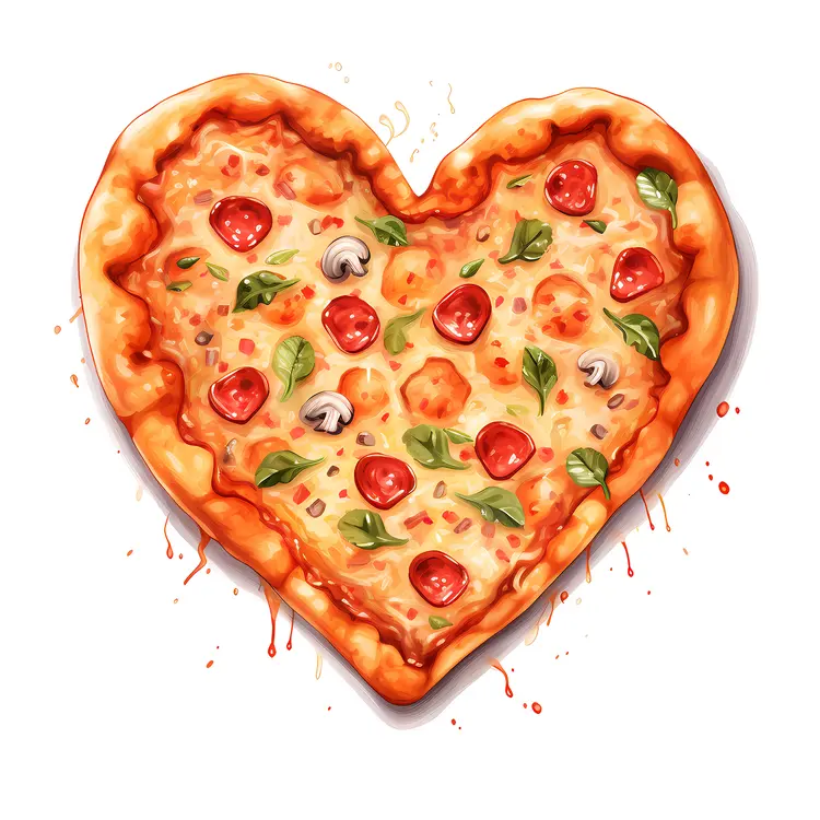 Heart-shaped Pizza with Toppings