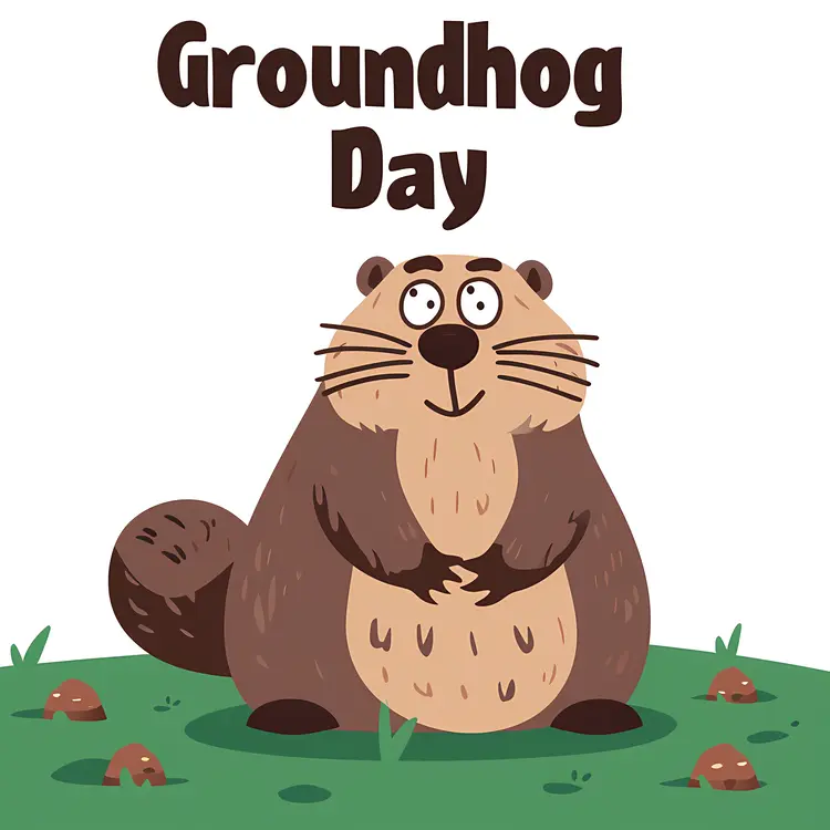 Cartoon Groundhog for Groundhog Day