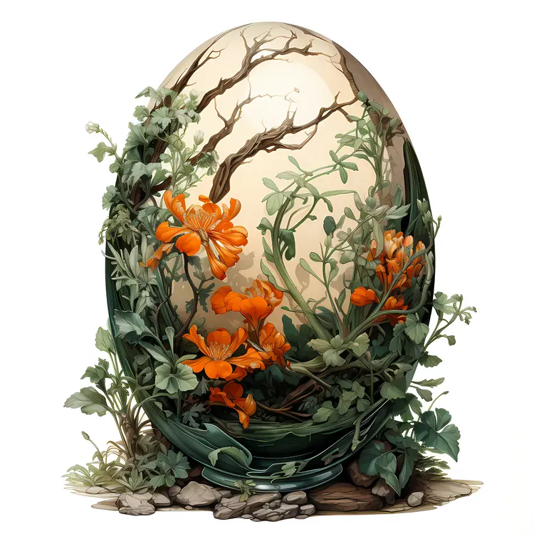 Floral Nature-Inspired Decorative Egg