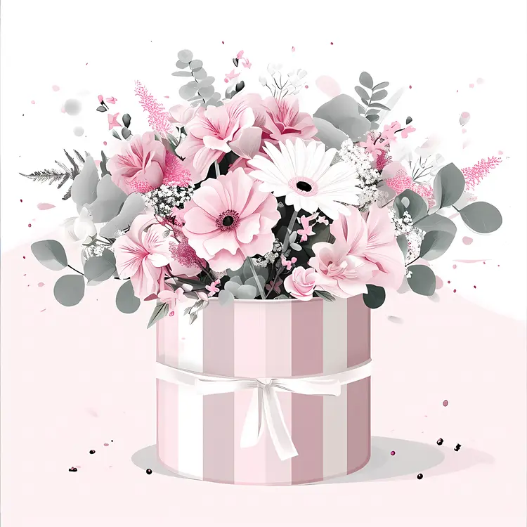 Pink and White Flower Arrangement in Gift Box