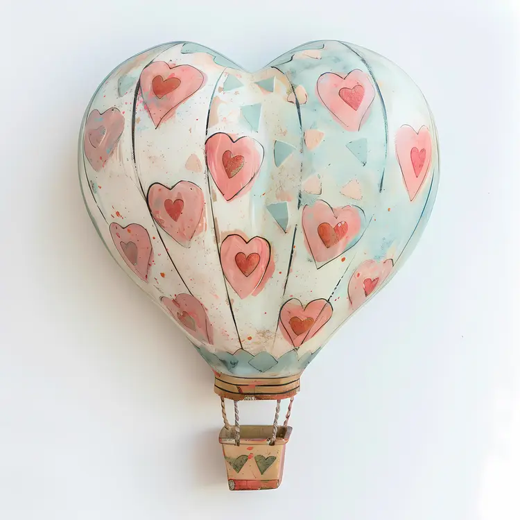 Hot Air Balloon with Heart Pattern