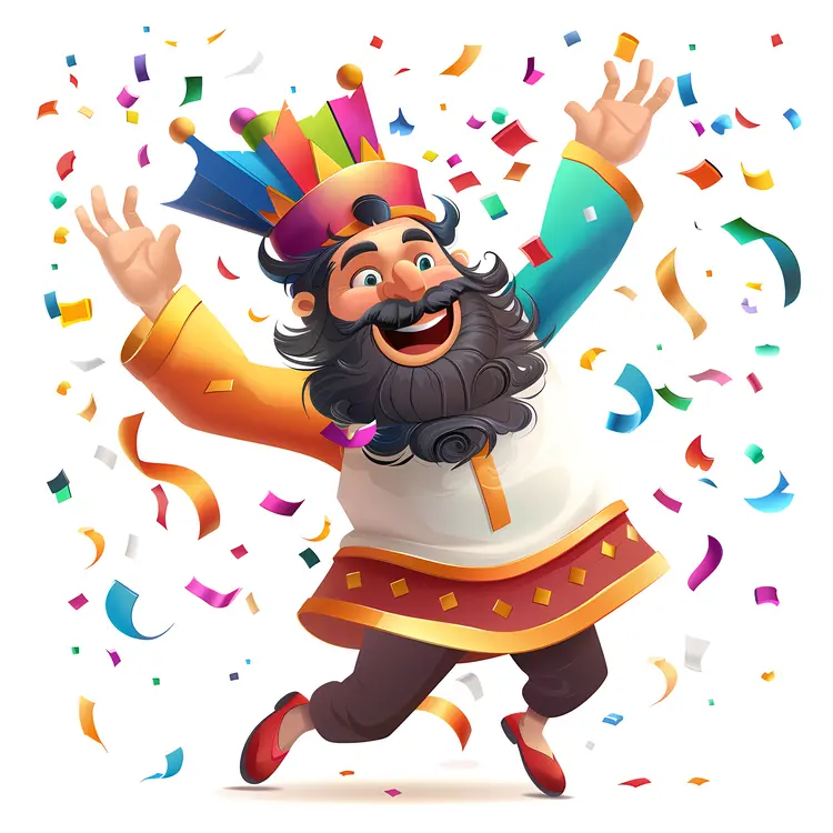 Happy Man Celebrating with Confetti