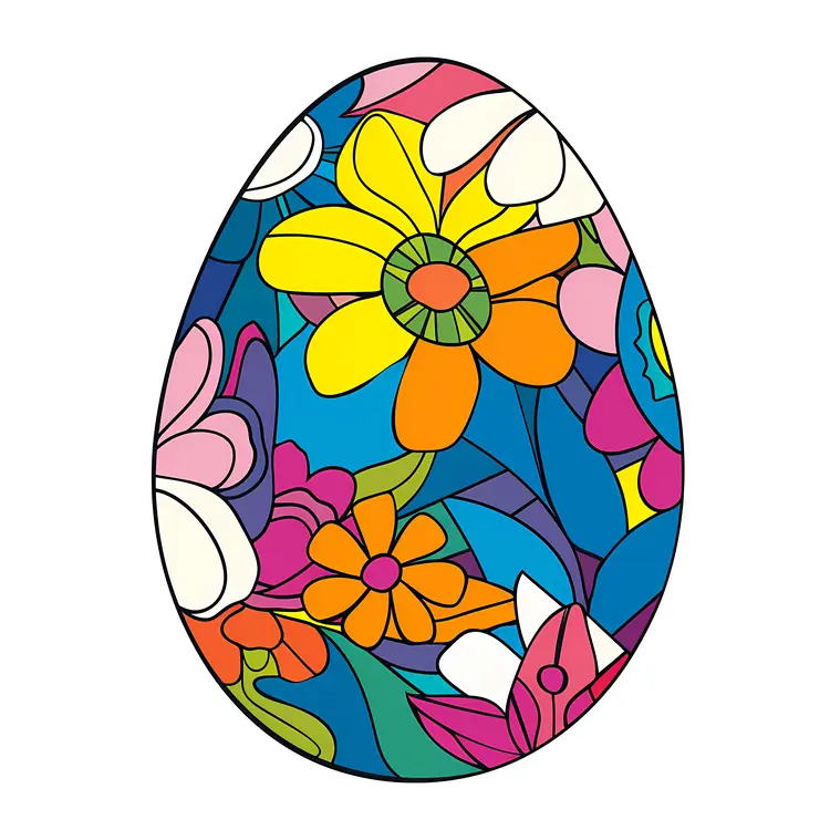 Bright Floral Decorated Egg