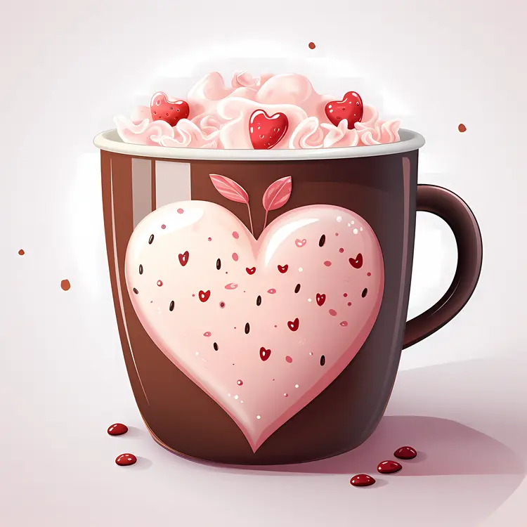 Heart Cup with Whipped Cream and Hearts