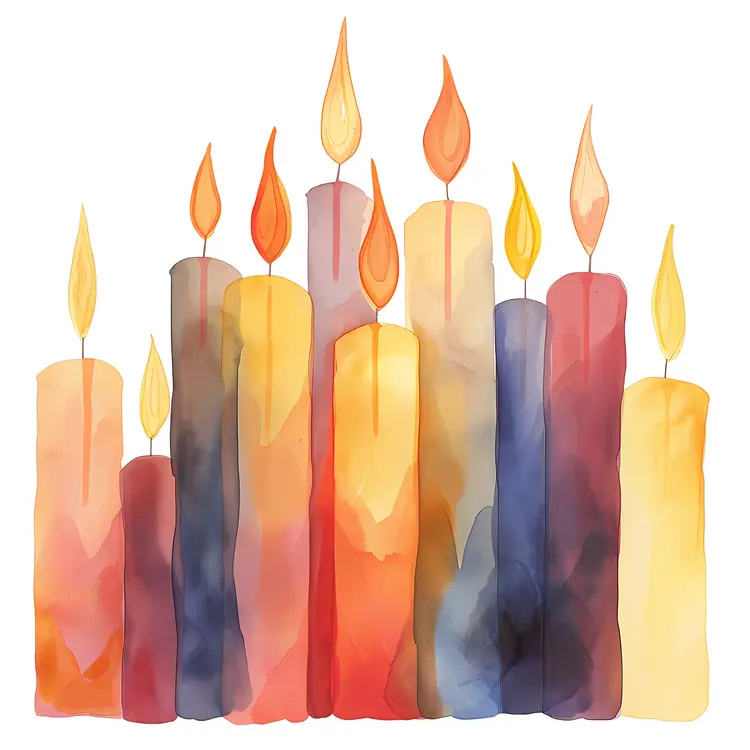 Watercolor of Colorful Candles