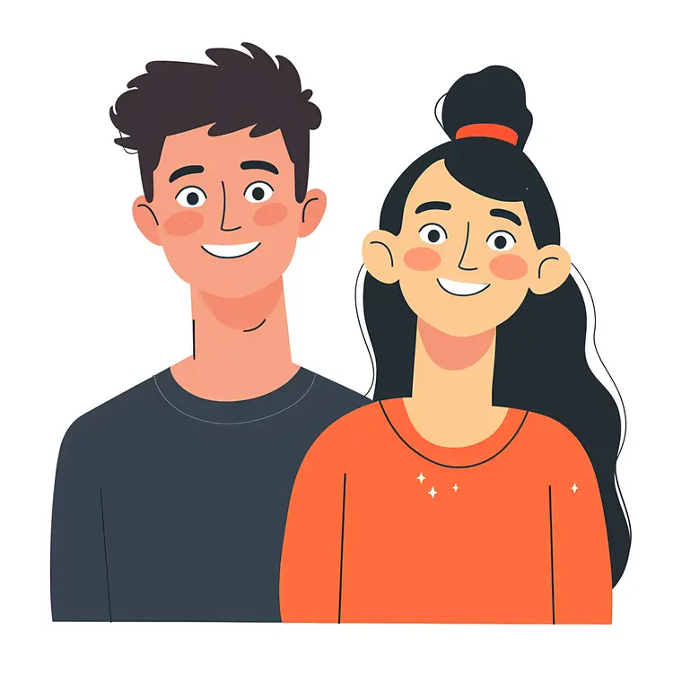 Casual Cartoon Couple