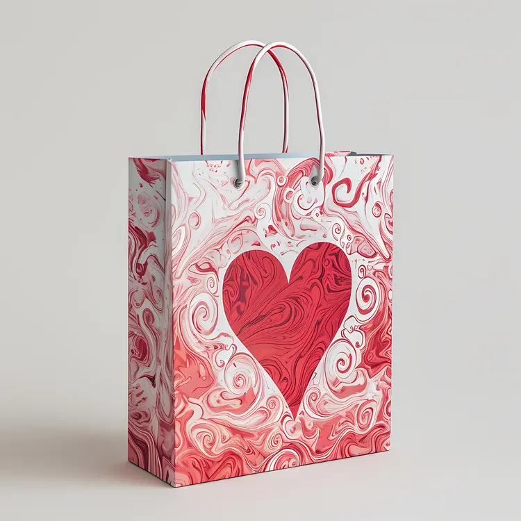 Valentine's Day Gift Bag with Heart and Swirls