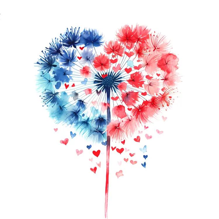 Red and Blue Heart-shaped Dandelion