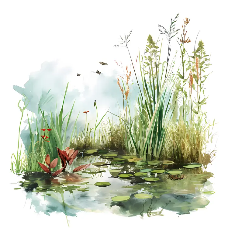 Serene Pond with Water Lilies