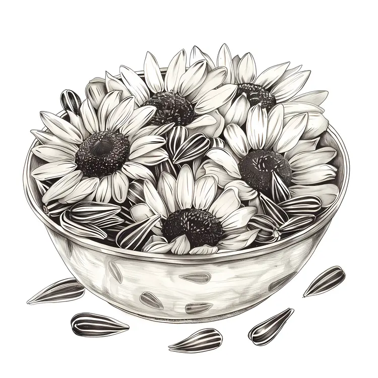 Sunflowers and Seeds in Bowl