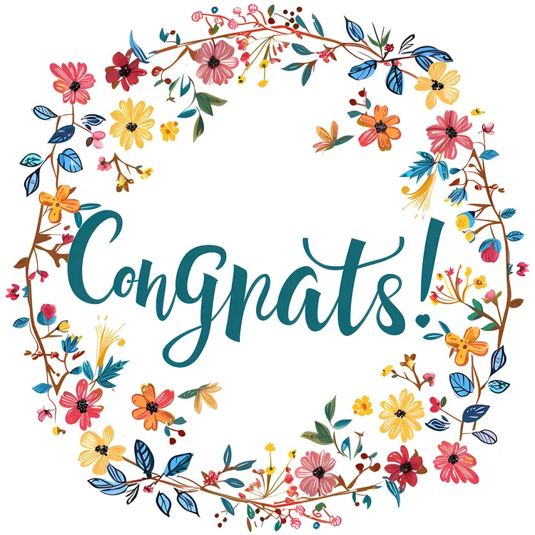 Congrats Sign with Floral Wreath