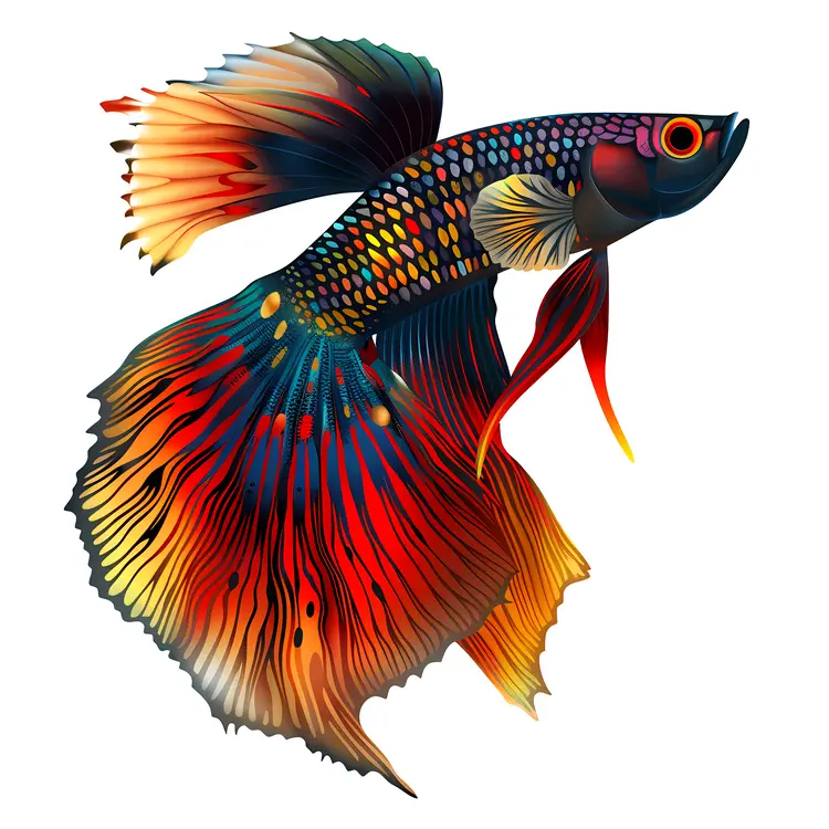 Multicolored Fish with Elaborate Fins