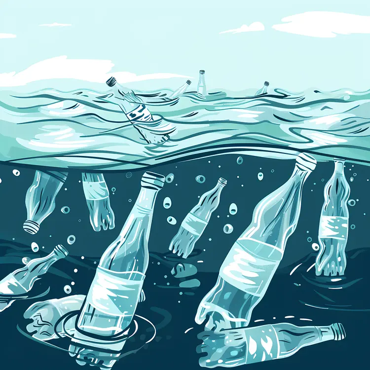 Plastic Bottles in Ocean