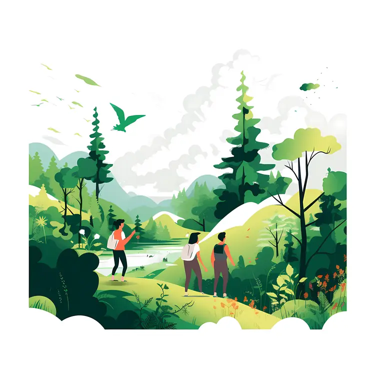 Hikers Exploring the Forest