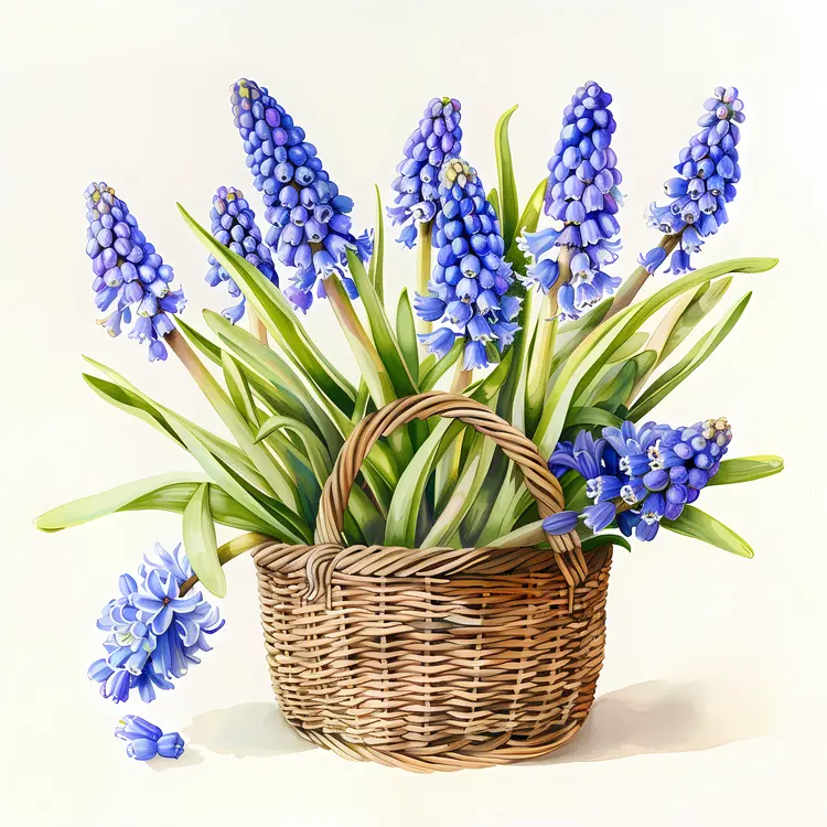 Charming Blue Hyacinths in Woven Basket