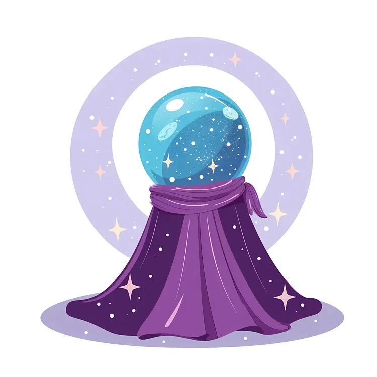 Crystal Ball with Purple Cloth and Starry Circle