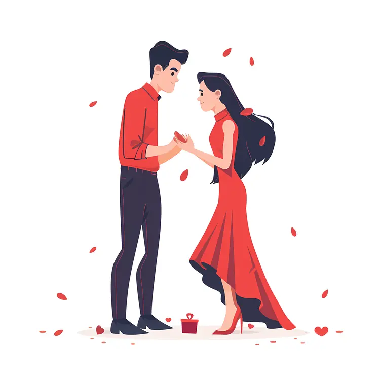 Couple Proposing with Red Dress